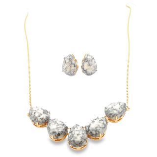 Marquise Jade Stone Necklace (H199)-3