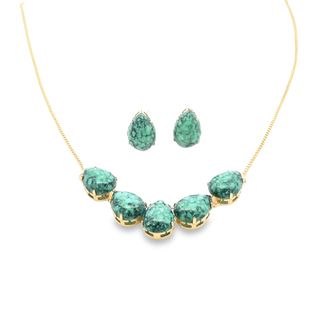 Marquise Jade Stone Necklace (H199)-2