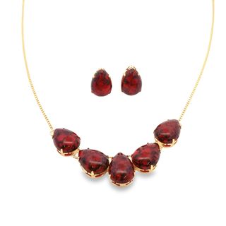 Marquise Jade Stone Necklace (H199)-1