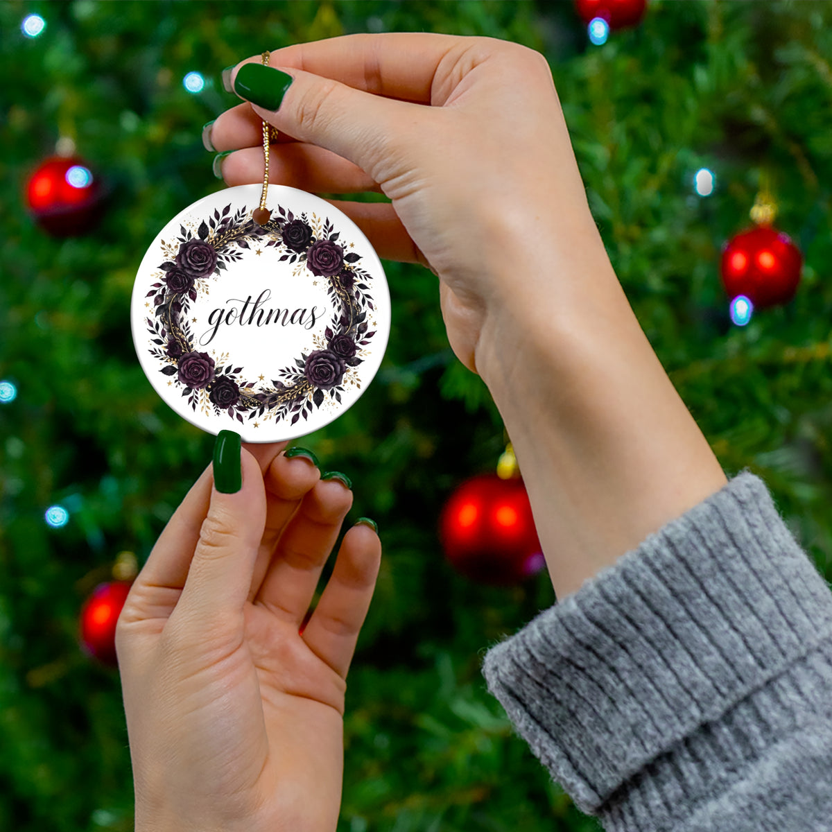 Gothmas Ornament | Dark Elegant Christmas Ornament | Pink & Black Goth Christmas Decor
