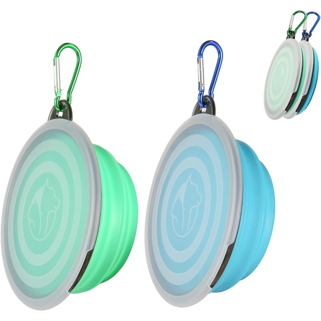 Collapsible Bowls with Lids 2-Pack - Portable Foldable Dog Travel Bowls