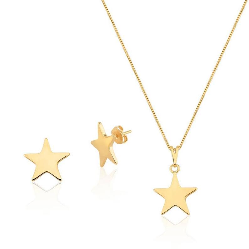 Gold Filled Star Necklace & Stud Earrings Set-0