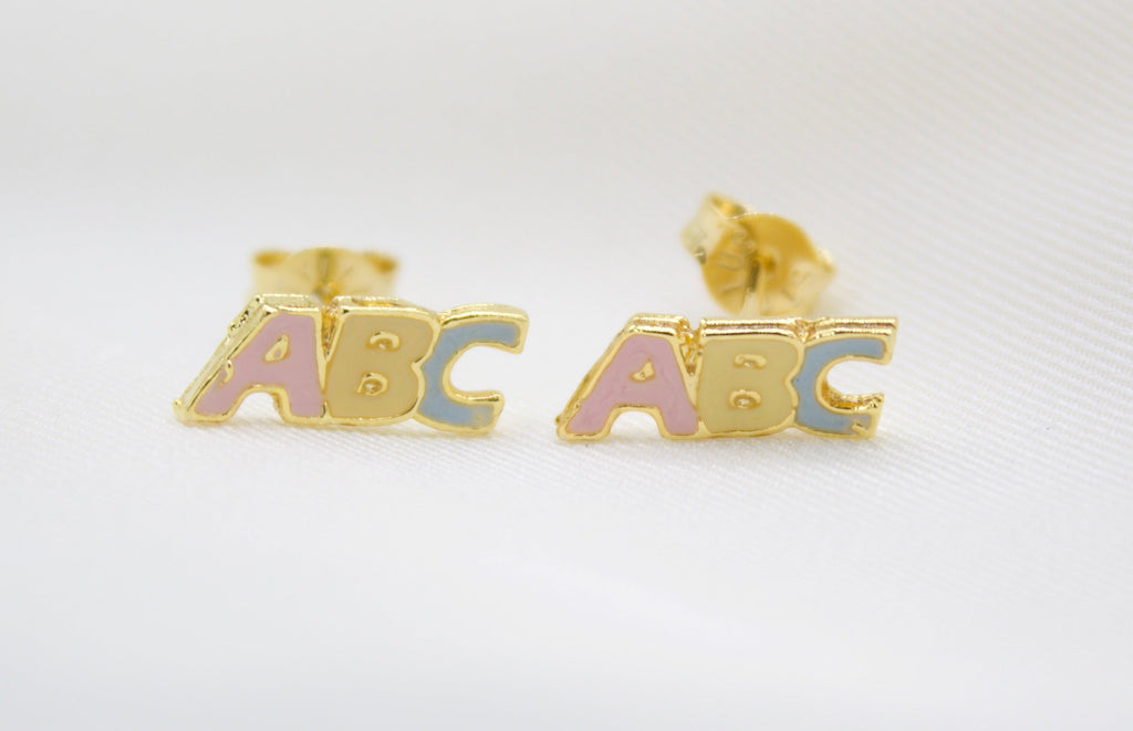 Gold Filled ABC Pendant Necklace Set & Earrings (XX15)-0