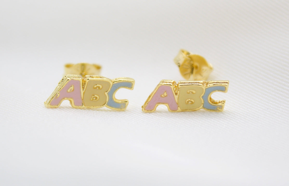 Gold Filled ABC Pendant Necklace Set & Earrings (XX15)-0