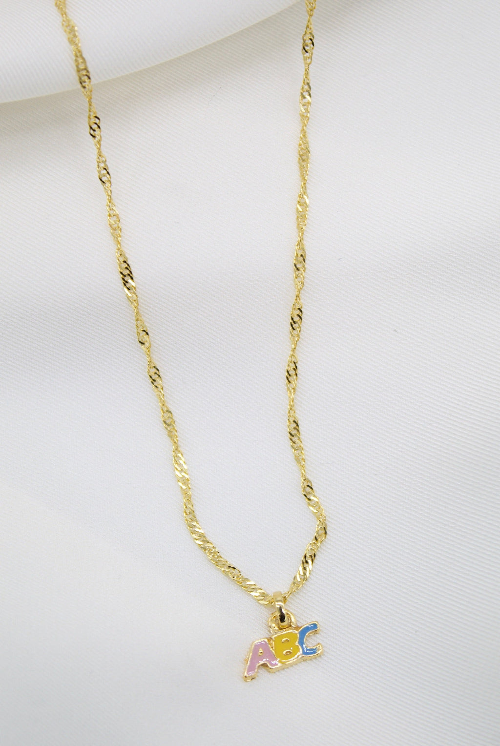 Gold Filled ABC Pendant Necklace Set & Earrings (XX15)-1