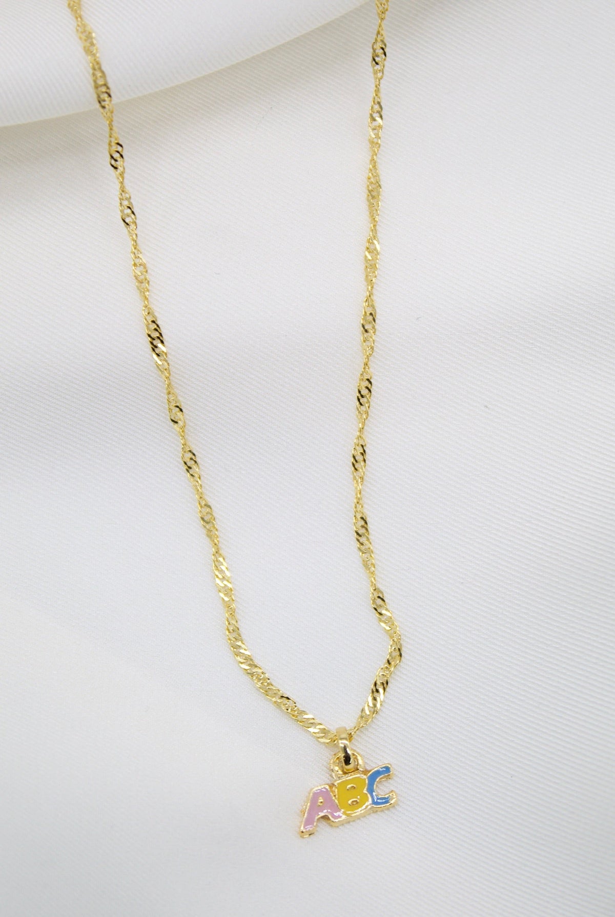 Gold Filled ABC Pendant Necklace Set & Earrings (XX15)-1