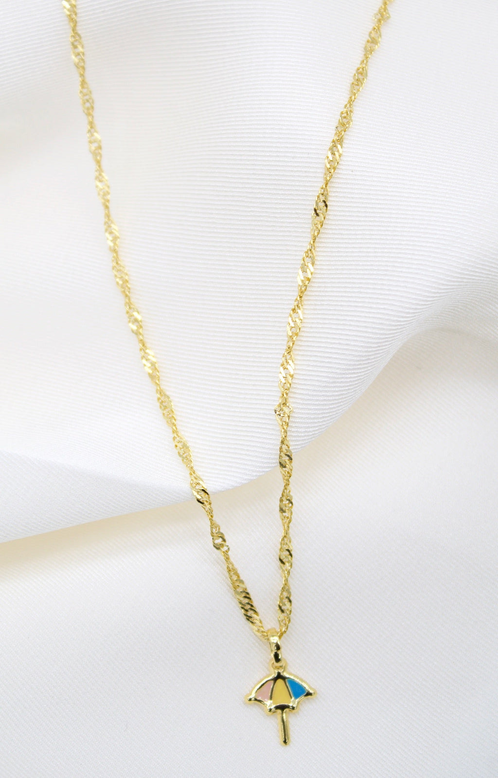 Gold Filled Enamel Umbrella Pendant Necklace Set & Earrings (XX15)-1