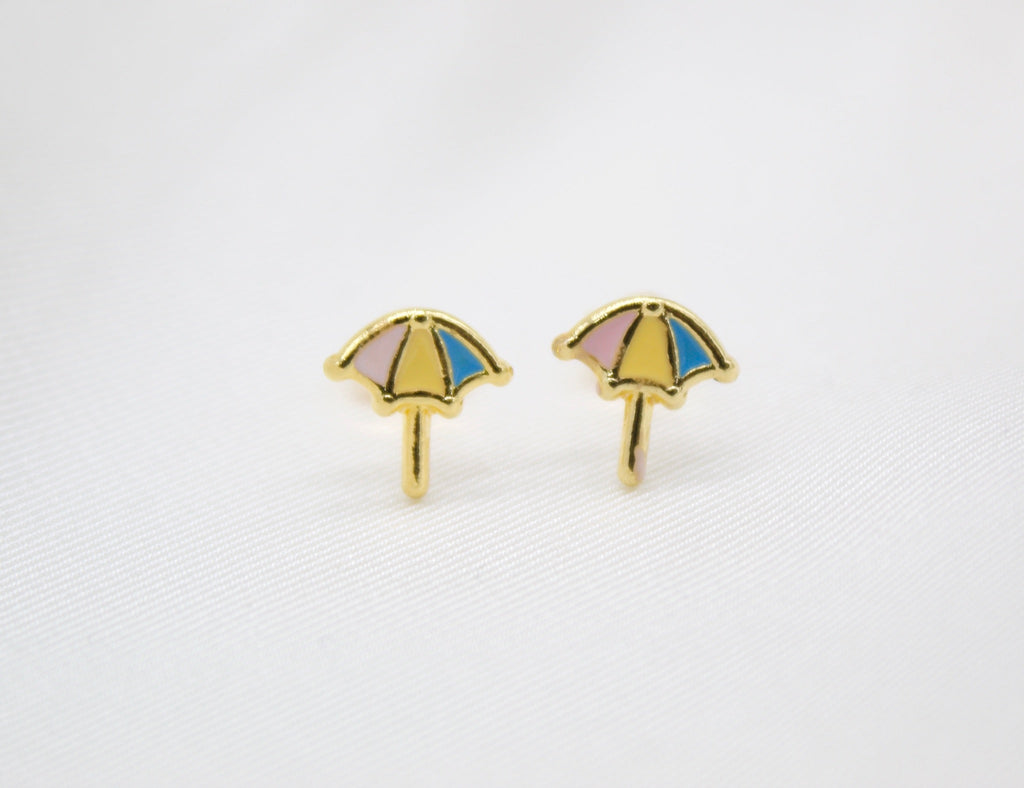 Gold Filled Enamel Umbrella Pendant Necklace Set & Earrings (XX15)-0