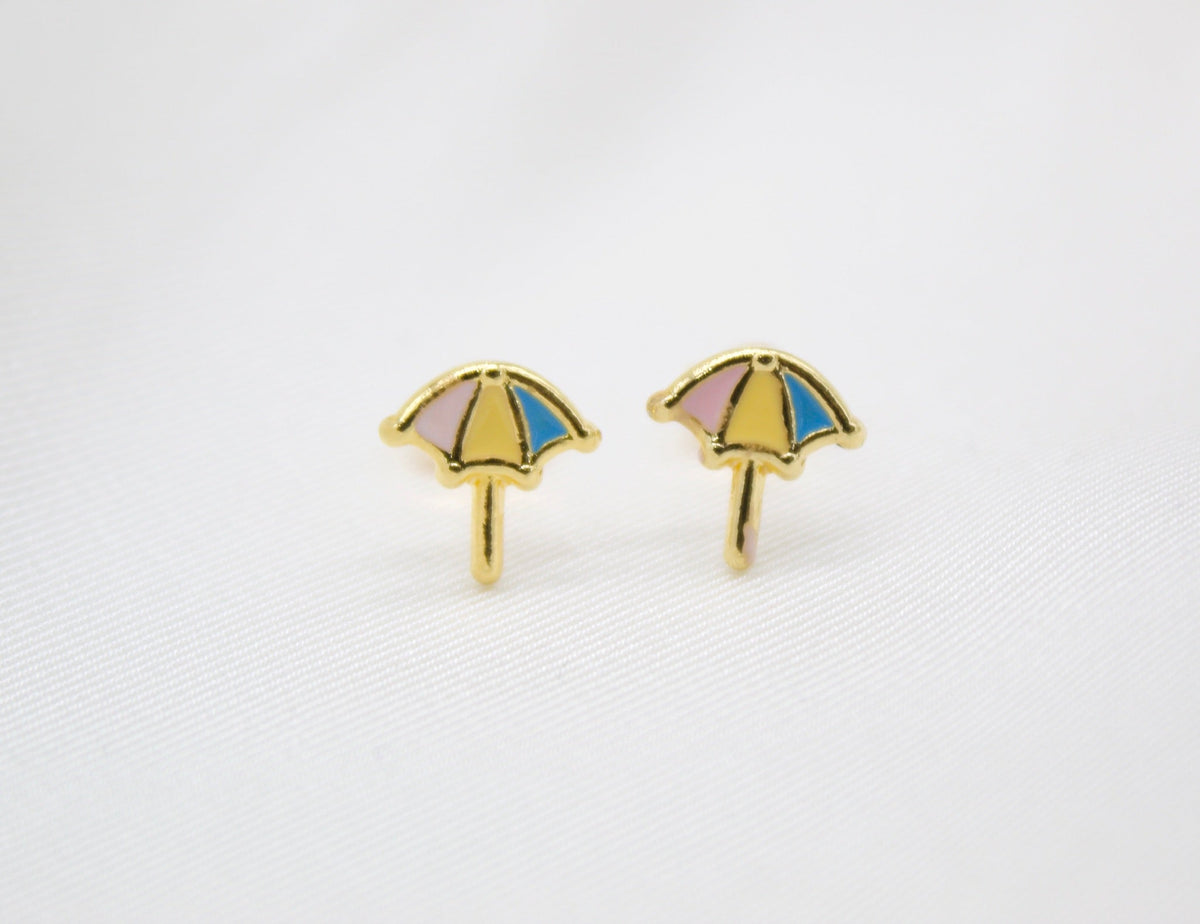 Gold Filled Enamel Umbrella Pendant Necklace Set & Earrings (XX15)-0