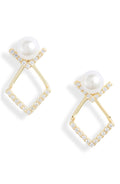 Pearl V Jacket Stud Earrings | More Colors Available-0