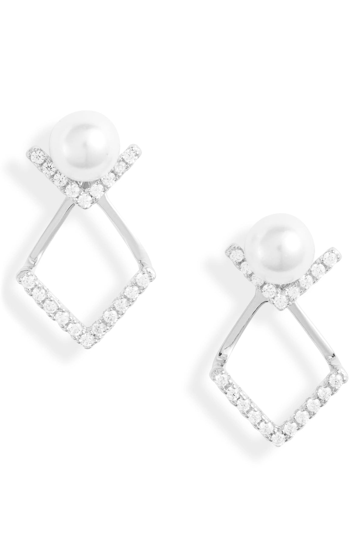 Pearl V Jacket Stud Earrings | More Colors Available-2