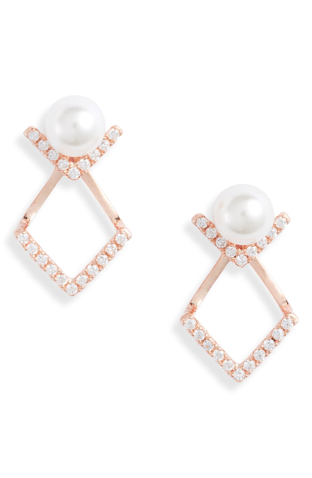 Pearl V Jacket Stud Earrings | More Colors Available-1