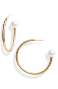 Pearl End Hoop Earrings | More Colors Available-0