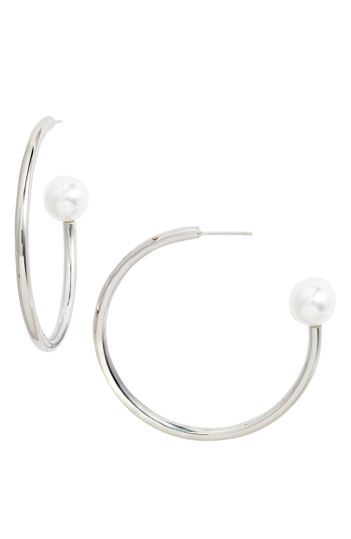 Pearl End Hoop Earrings | More Colors Available-1