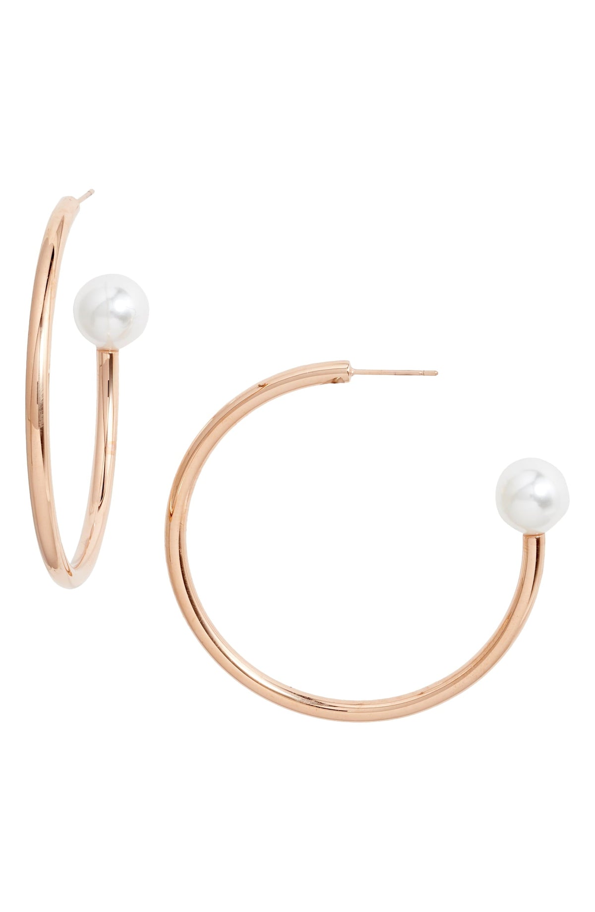 Pearl End Hoop Earrings | More Colors Available-2