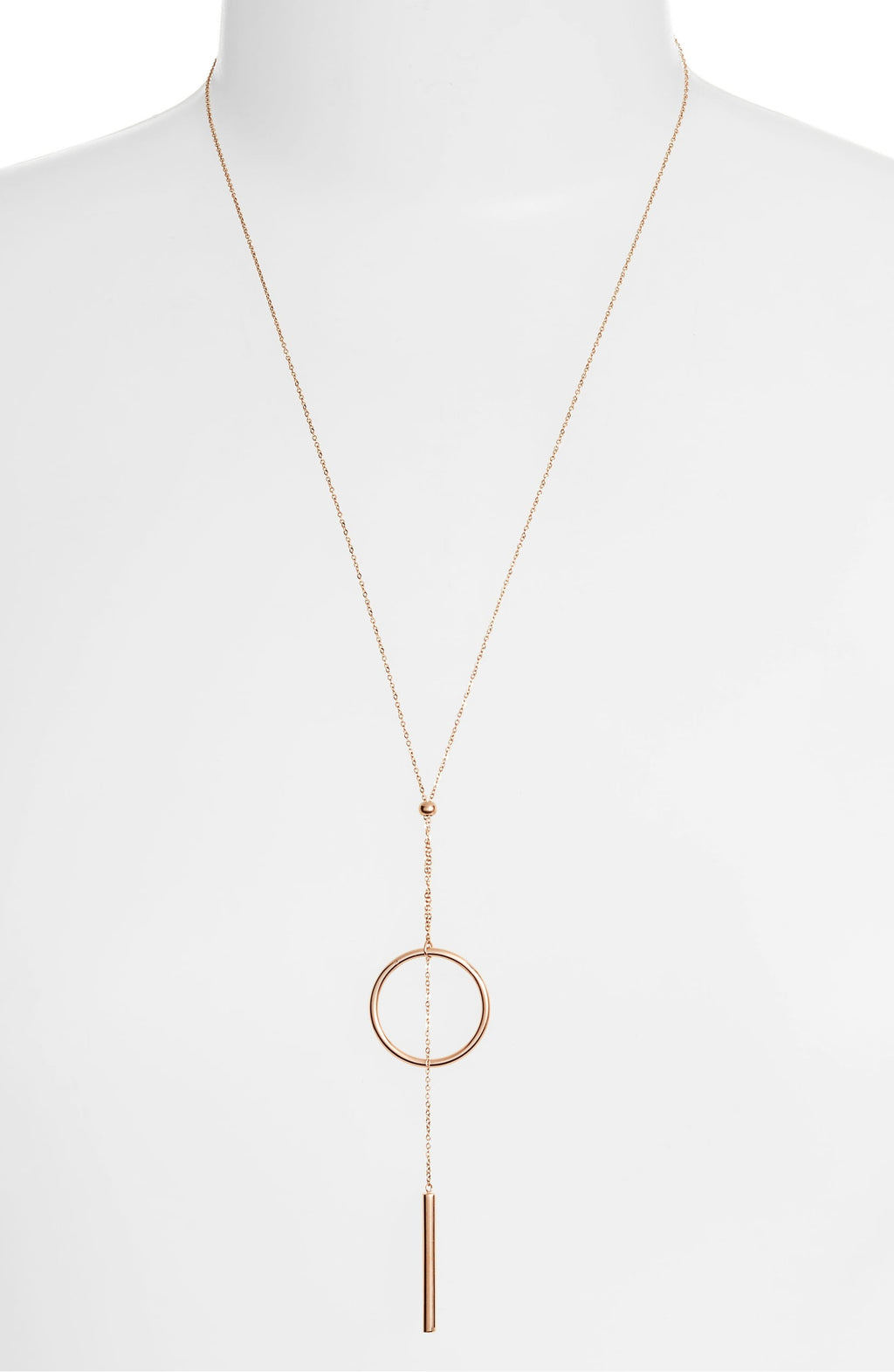 Long Drop Necklace - Rose Gold-1