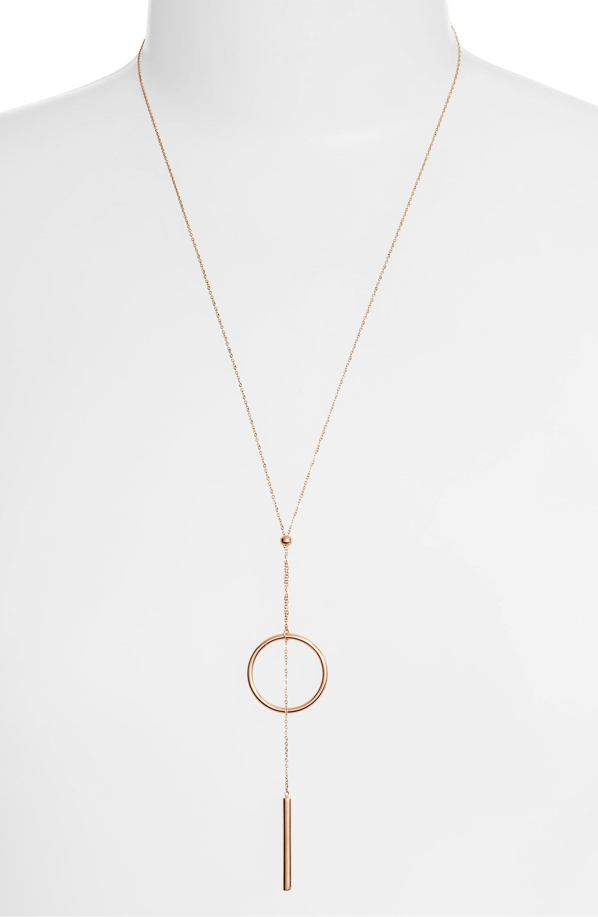 Long Drop Necklace - Rose Gold-1