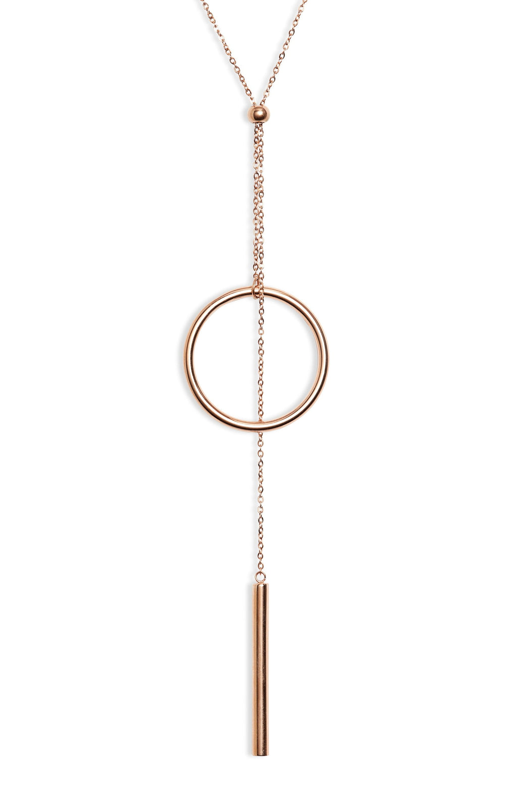 Long Drop Necklace - Rose Gold-0