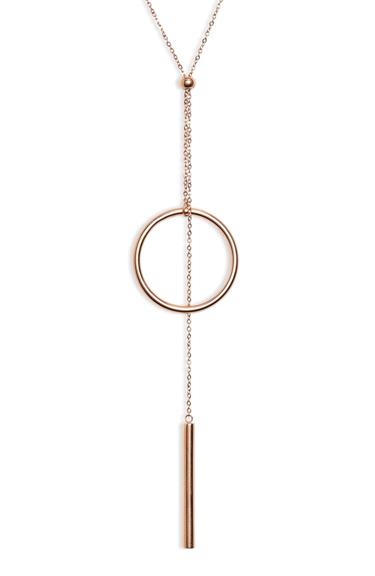 Long Drop Necklace - Rose Gold-0