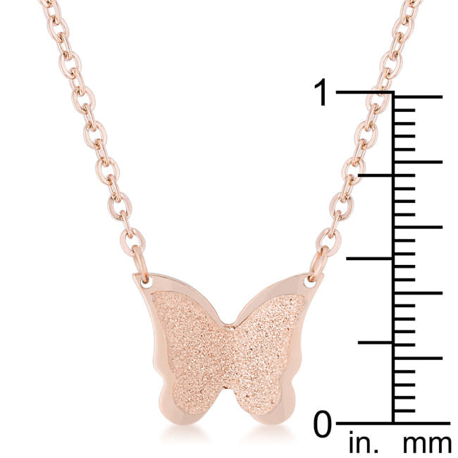 Breanne Rose Gold Stainless Steel Rose Gold Butterfly Necklace-1