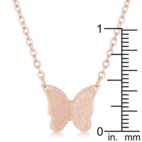 Breanne Rose Gold Stainless Steel Rose Gold Butterfly Necklace-1