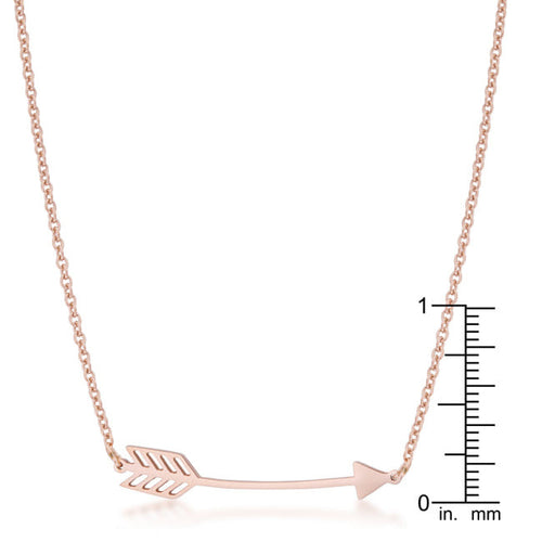 Arianna Rose Gold Stainless Steel Arrow Necklace-1