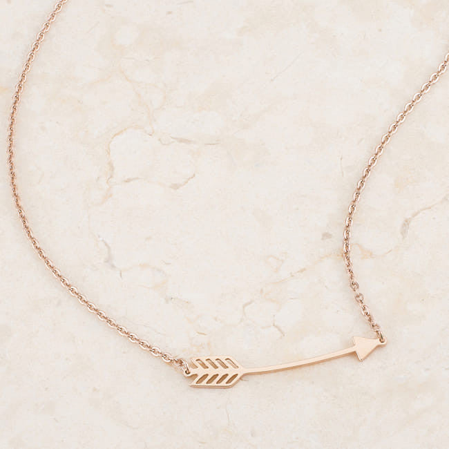 Arianna Rose Gold Stainless Steel Arrow Necklace-2
