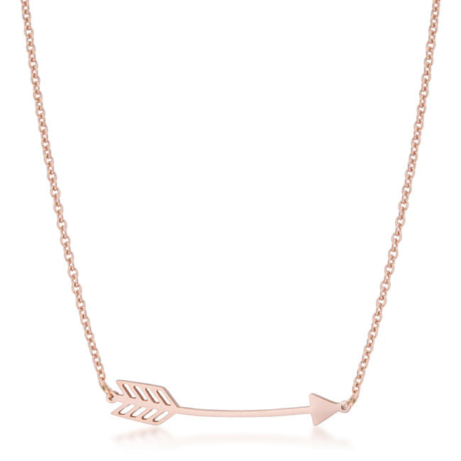 Arianna Rose Gold Stainless Steel Arrow Necklace-3