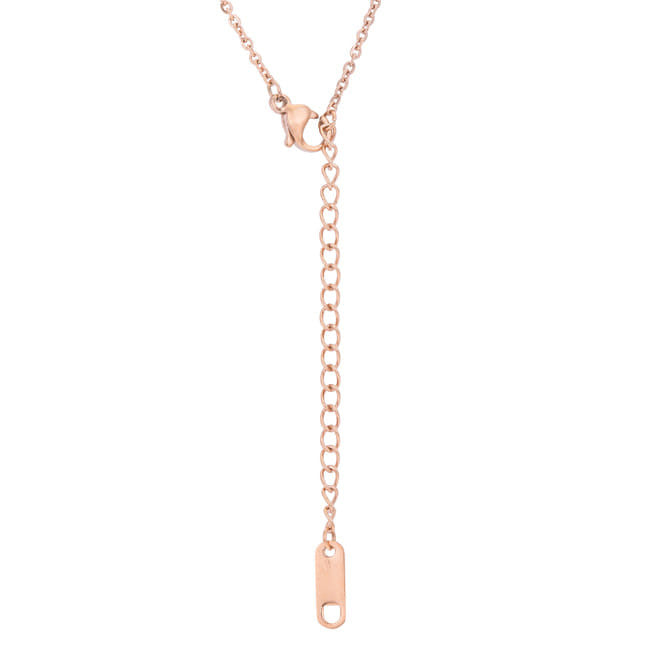Hana Rose Gold Stainless Steel Delicate Heartbeat Necklace-0