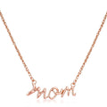 18k Rose Gold Plated Mom Script Necklace-0