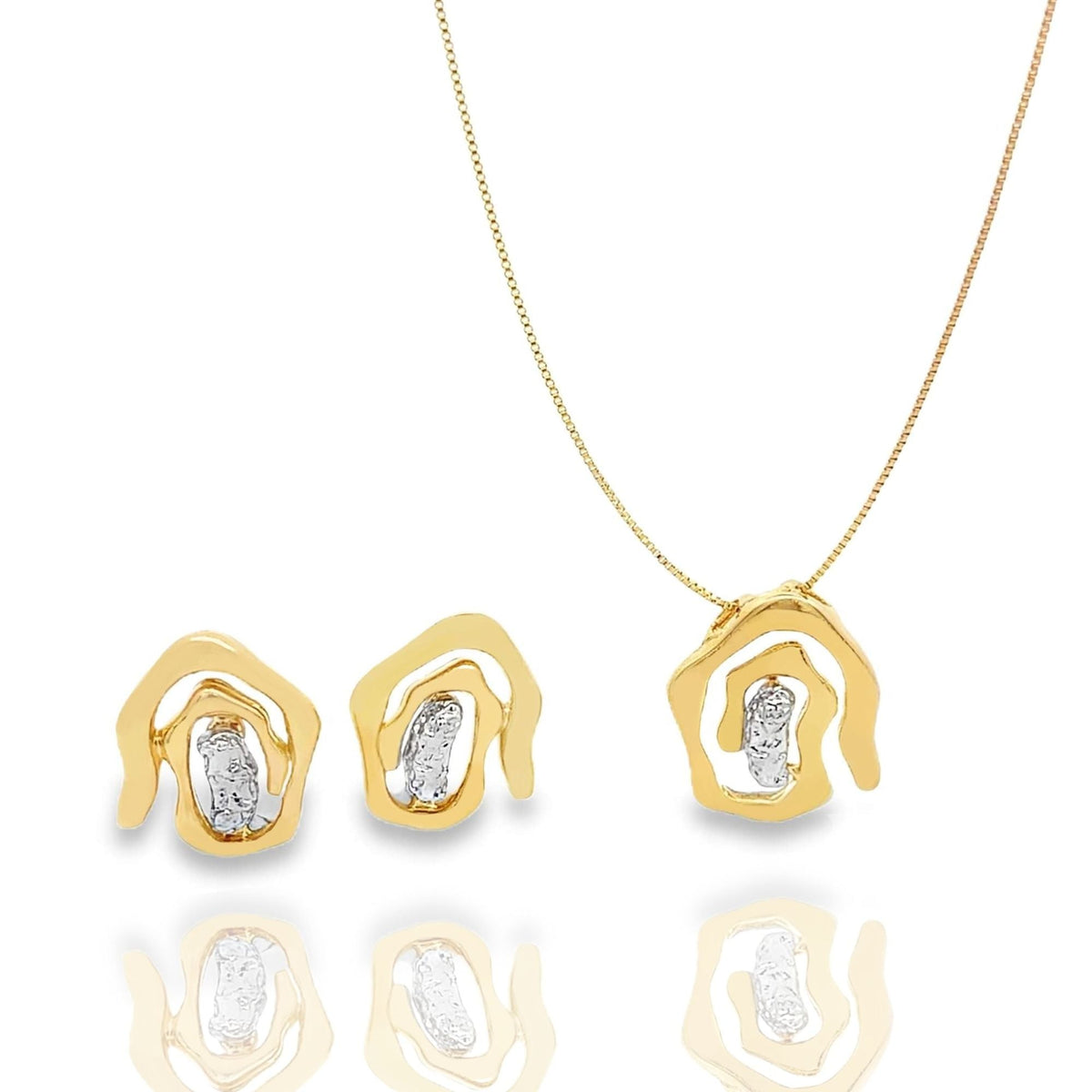 Two Tone Wavy Spiral Charm Jewelry Set (G236A)-0