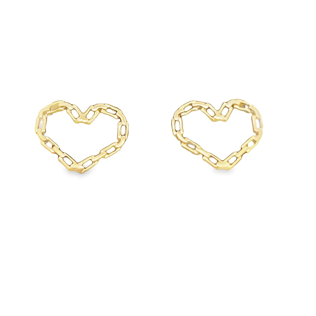 Paper Clip Link Heart Pendant Necklace & Stud Earrings Set (G211)-2