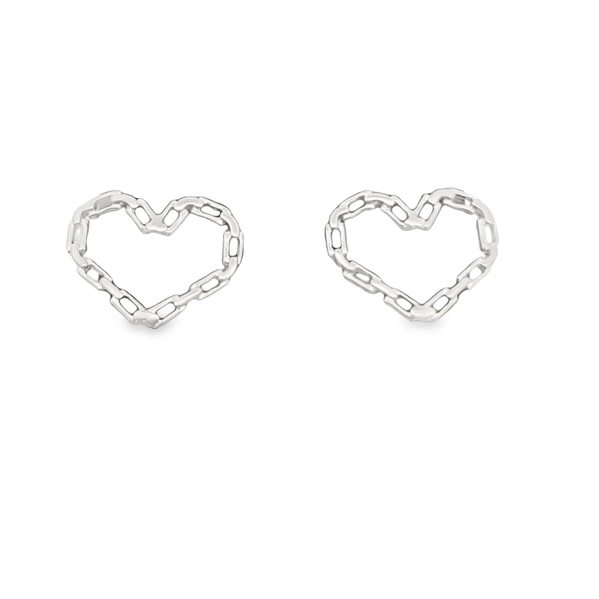 Paper Clip Link Heart Pendant Necklace & Stud Earrings Set (G211)-1