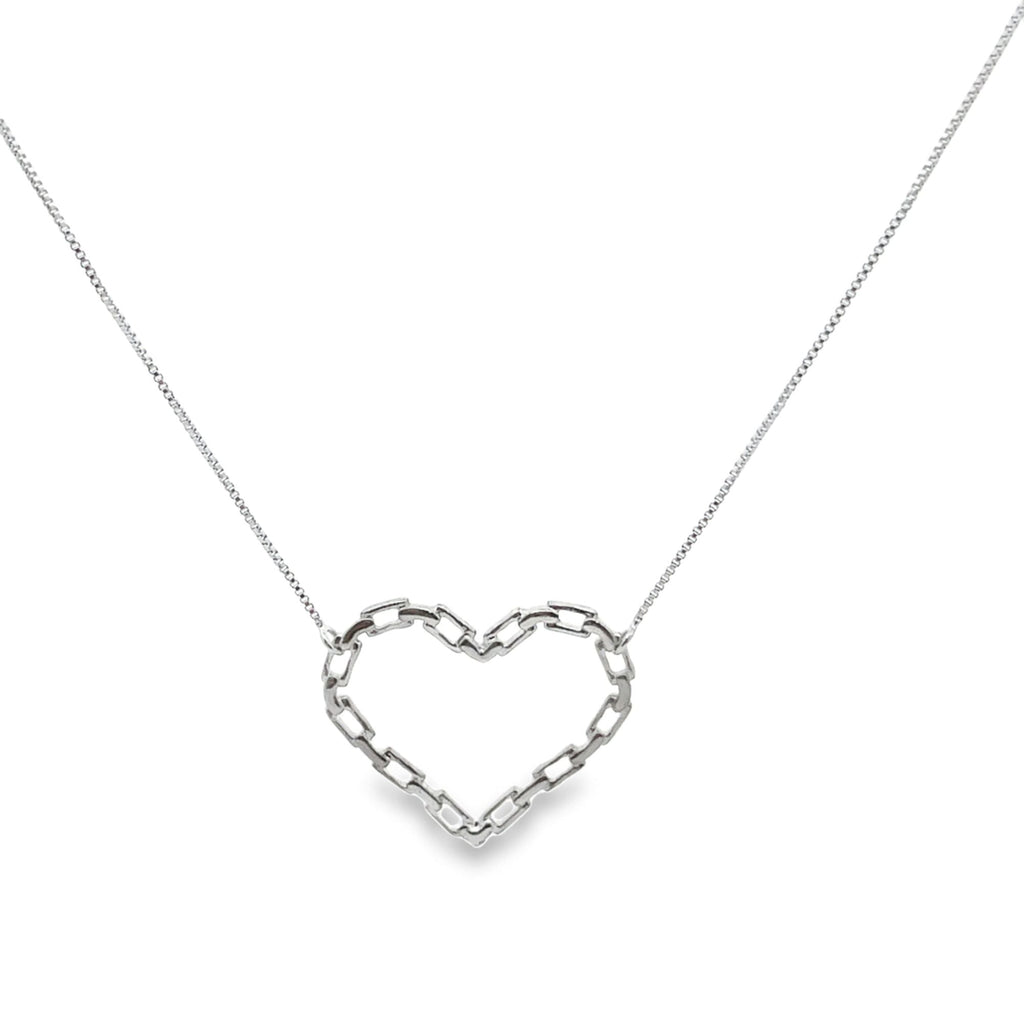 Paper Clip Link Heart Pendant Necklace & Stud Earrings Set (G211)-0