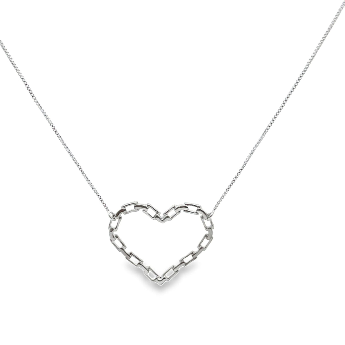 Paper Clip Link Heart Pendant Necklace & Stud Earrings Set (G211)-0