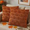 Light Rust Pumpkin Throw Pillow Covers 18x18 Set Of 2