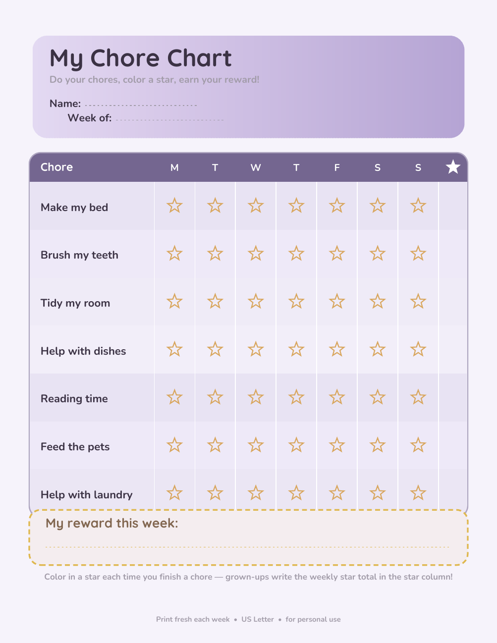 Kids Chore Chart