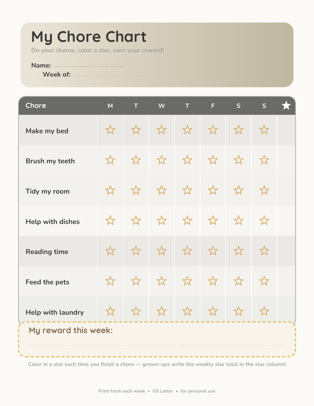 Kids Chore Chart