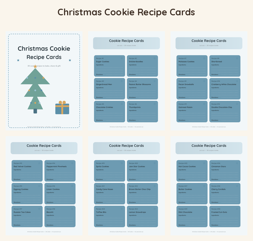 Christmas Cookie Recipe Cards