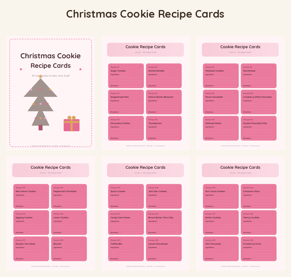 Christmas Cookie Recipe Cards