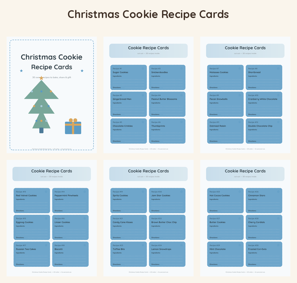 Christmas Cookie Recipe Cards