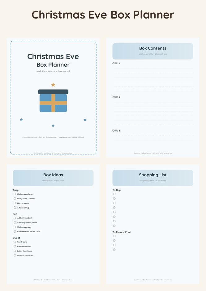 Christmas Eve Box Planner - Winter Wonderland