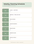 Weekly Cleaning Schedule