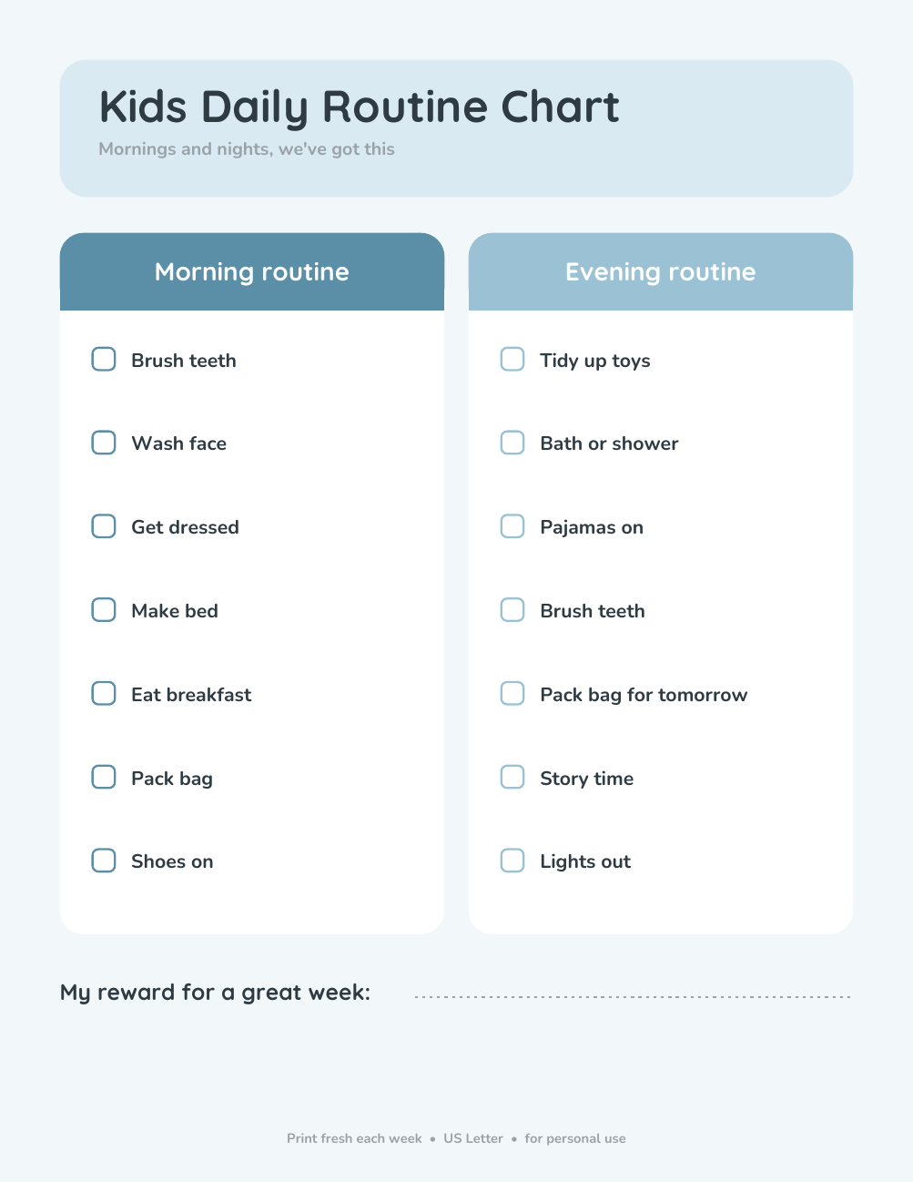 Kids Daily Routine Chart