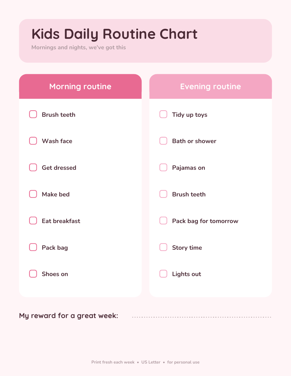 Kids Daily Routine Chart