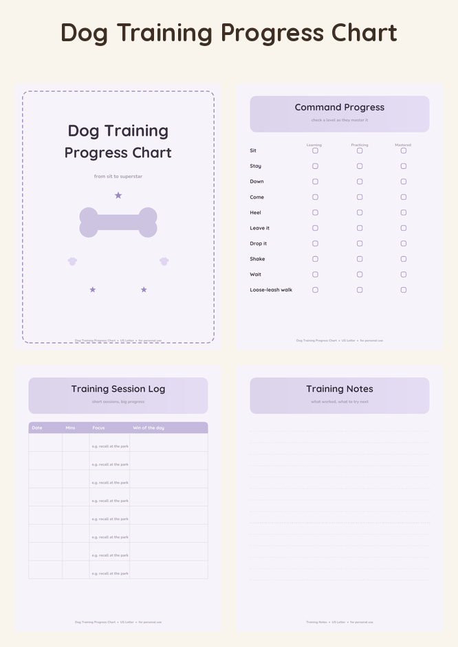 Dog Training Progress Chart