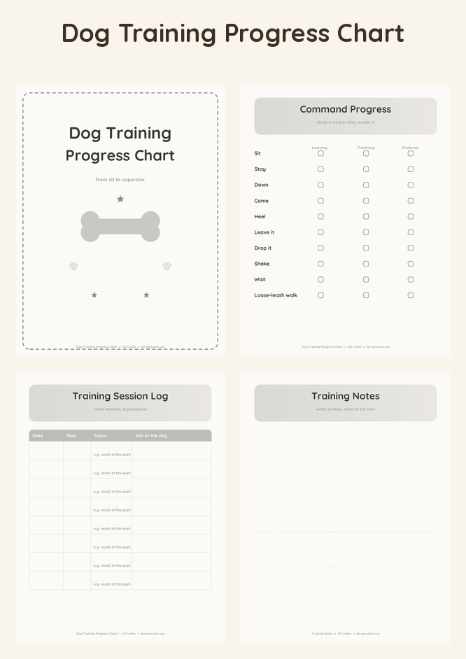 Dog Training Progress Chart