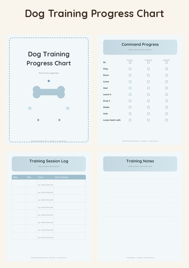 Dog Training Progress Chart