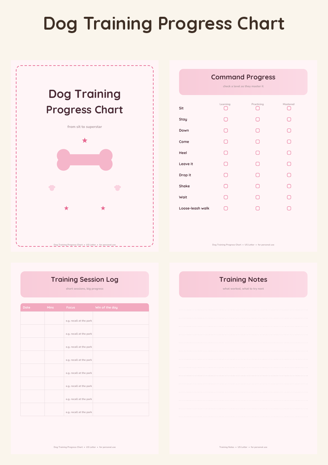 Dog Training Progress Chart