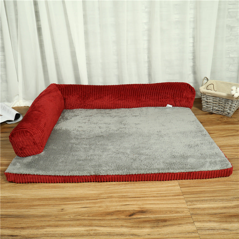 Plush Dog Bed Coffee Bilateral M - Soft Pet Bed